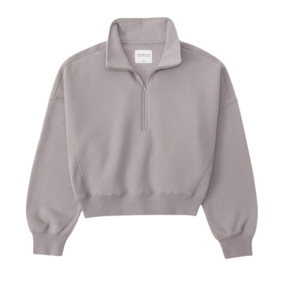Abercrombie Sunday Half Zip Sweatshirt Taupe Grey Soft Heavyweight XL - Picture 2 of 13